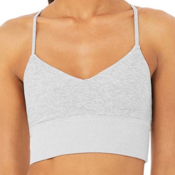 Alo Yoga Alosoft Lavish Bra in Heather Grey Sz S - Picture 2 of 6
